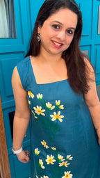 Green Hand Painted Cotton Dress