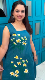 Green Hand Painted Cotton Dress