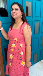 Peach Hand Painted Cotton Dress