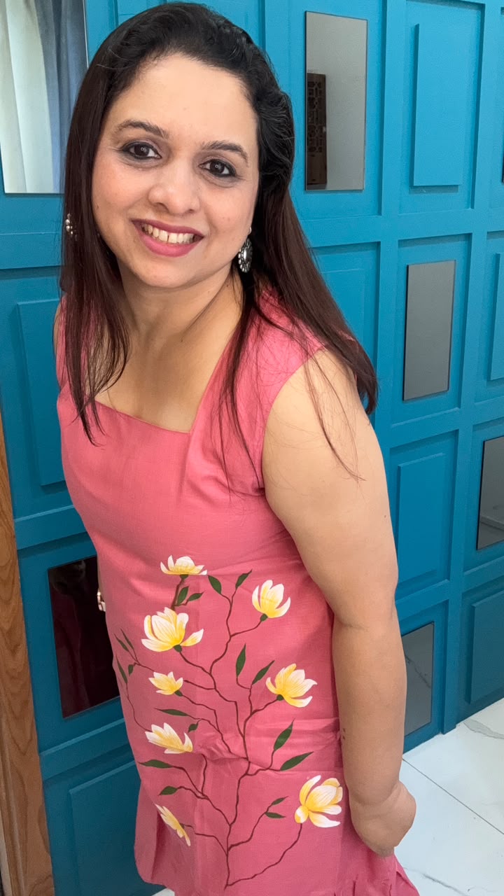 Peach Hand Painted Cotton Dress