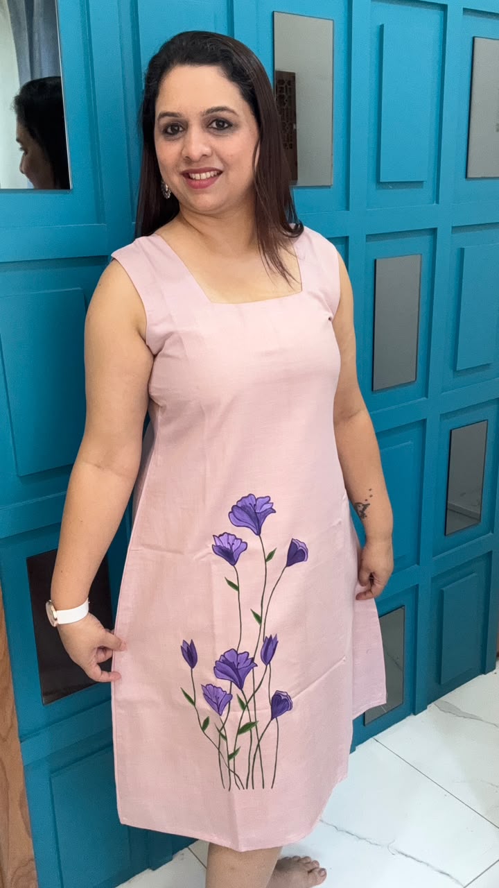 Light Pink Hand Painted Cotton Dress