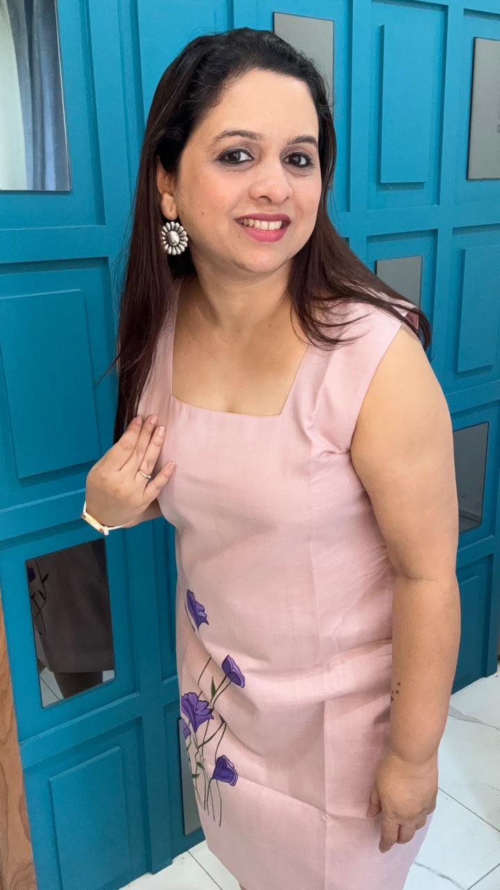Light Pink Hand Painted Cotton Dress
