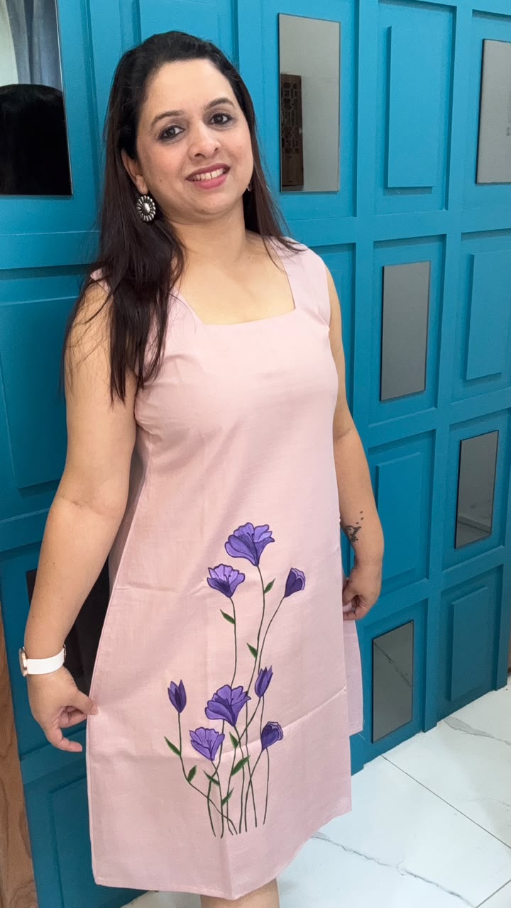 Light Pink Hand Painted Cotton Dress