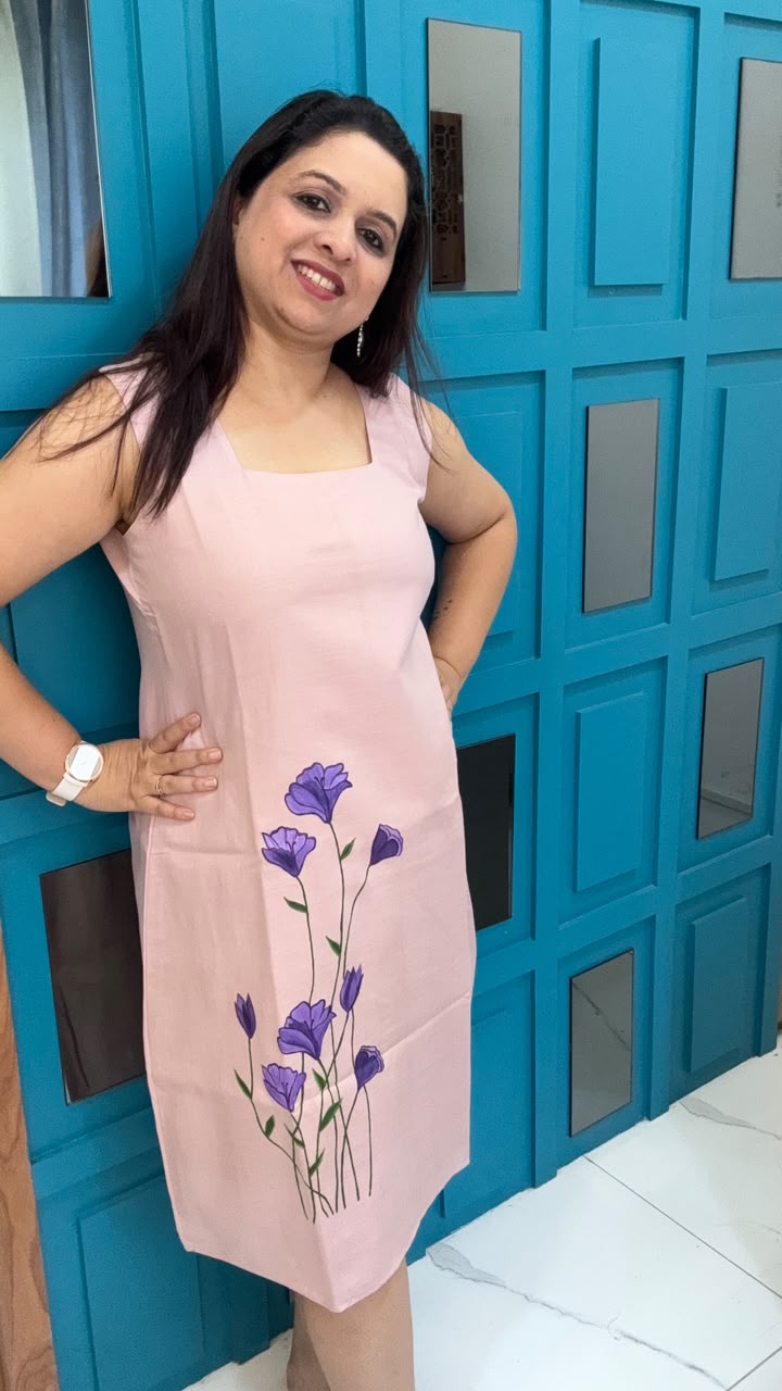 Light Pink Hand Painted Cotton Dress