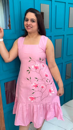 Baby Pink Hand Painted Cotton Dress