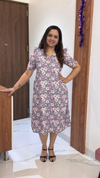 Grey Floral Hakoba Dress