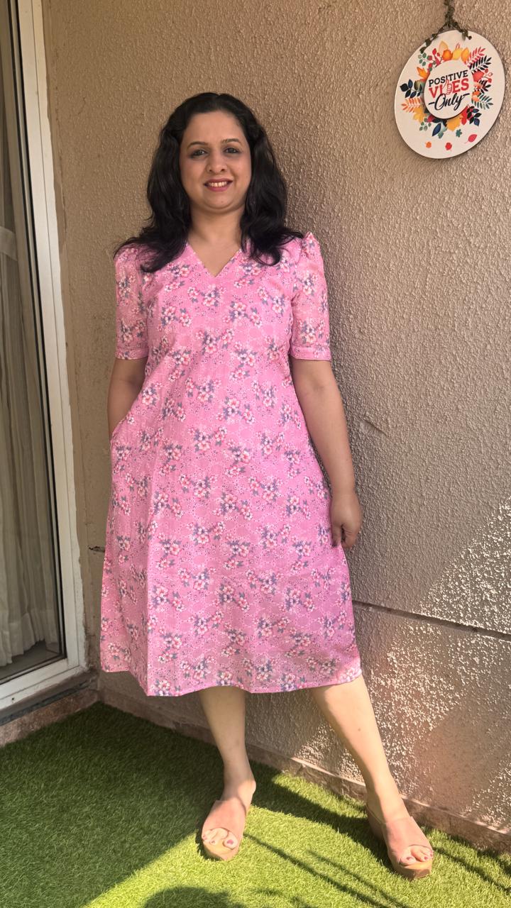 Pink Floral Hakoba Dress