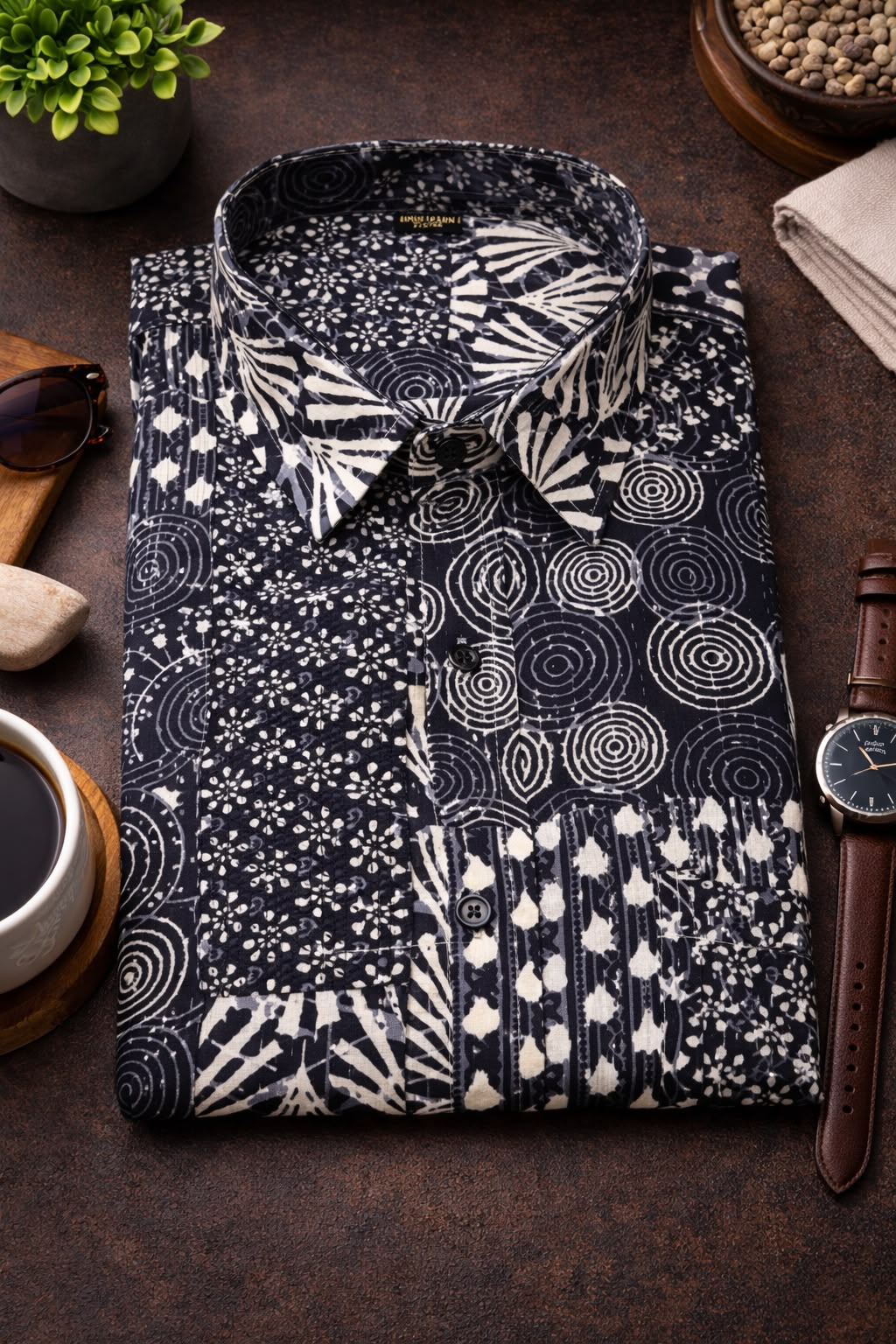 Grey Shirt with Patchwork