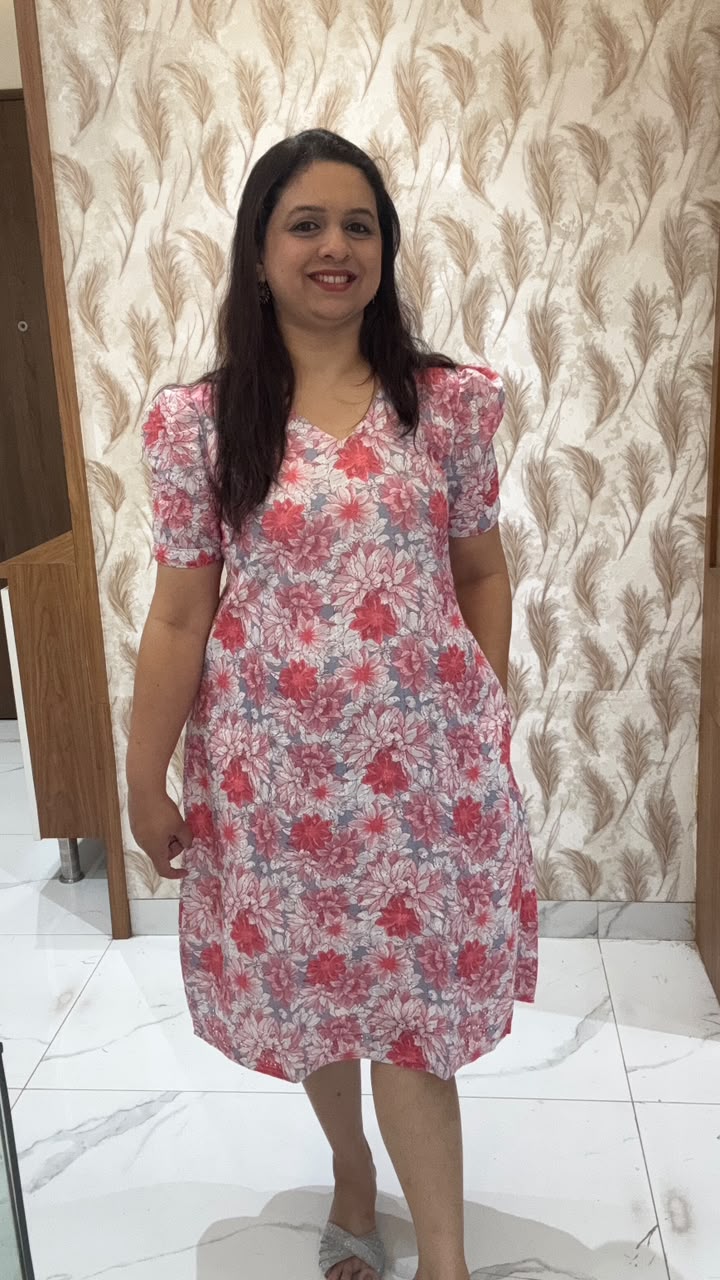 Pink Floral Hakoba Dress1