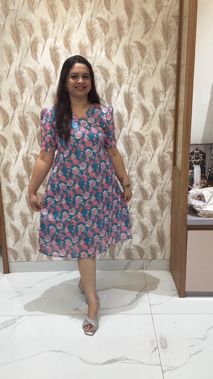 Blue Floral Hakoba Dress