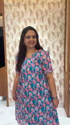 Blue Floral Hakoba Dress