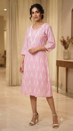 Baby Pink Ikkat Dress