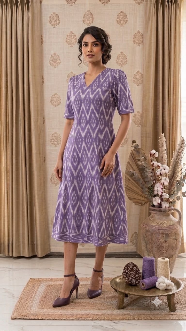 Lavendar Ikkat Dress