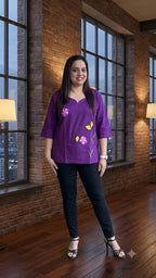 Purple Hand Painted Short Top