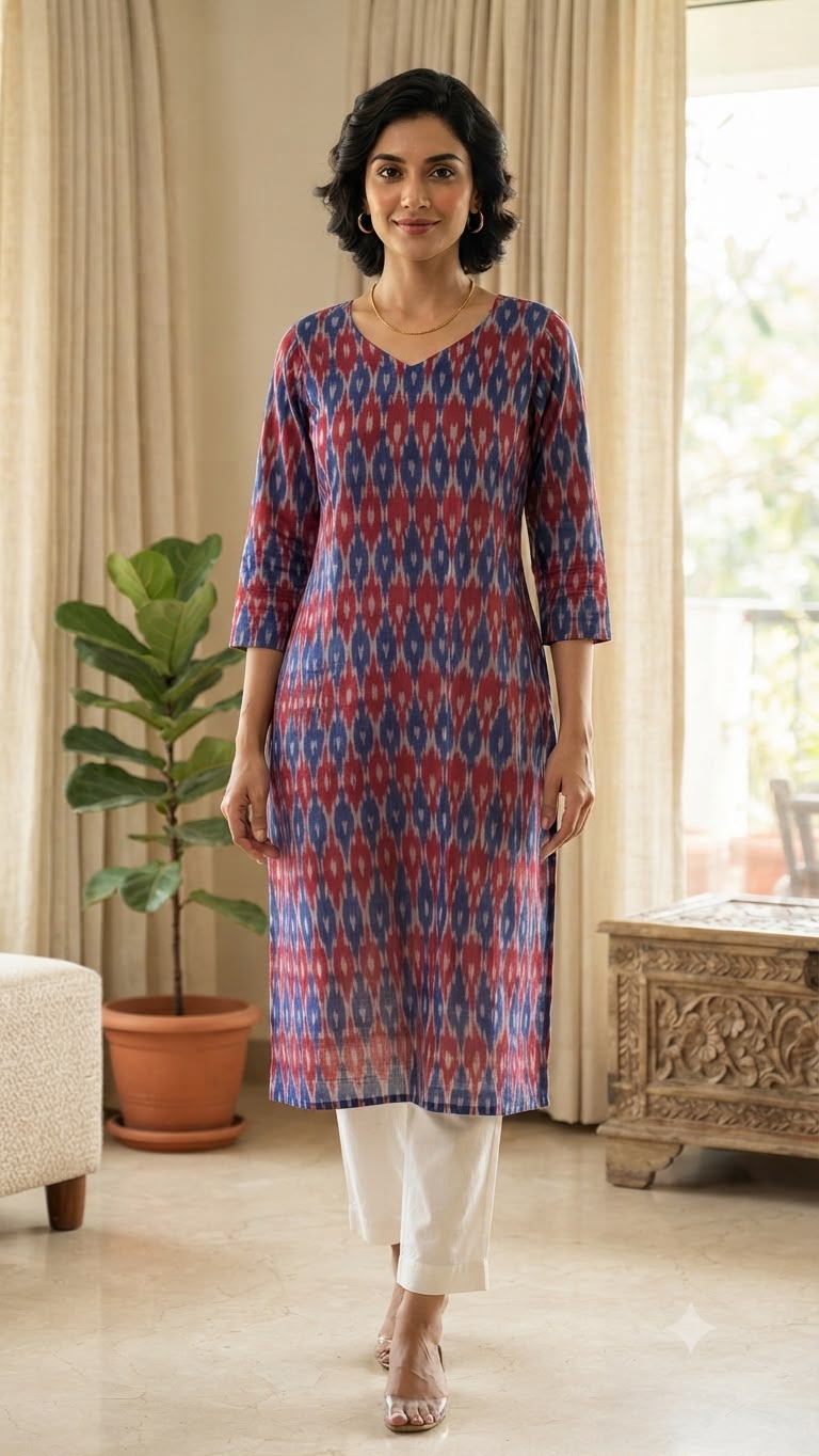 Pink Blue Kurti