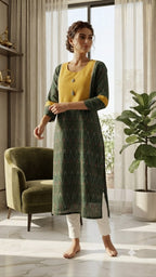 Green Kurti with Yellow Yolk