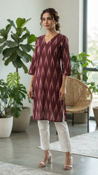 Maroon Ikkat Kurti