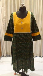 Green Kurti with Yellow Yolk