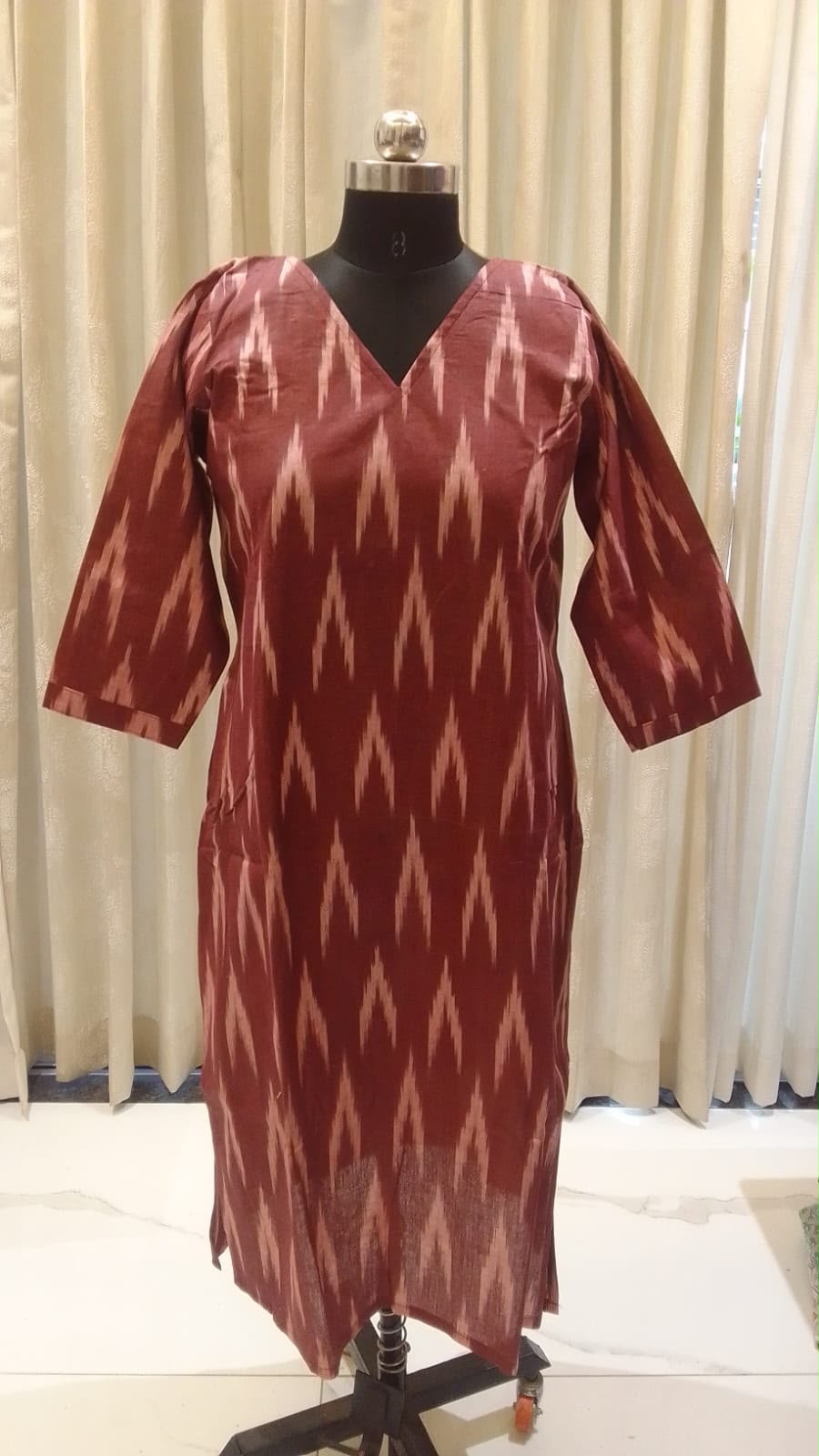 Maroon Ikkat Kurti