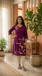 Purple Hand Painted Kurti