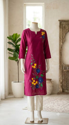 Maroon Hand Painted Kurti