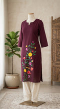 Dark Brown Hand Painted Kurti