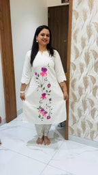 White Hand Painted Kurti
