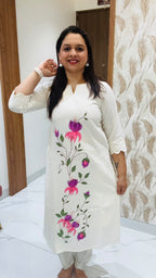 White Hand Painted Kurti