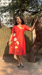 Peach Hand Painted Dress 1