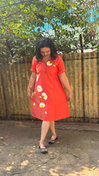 Peach Hand Painted Dress 1