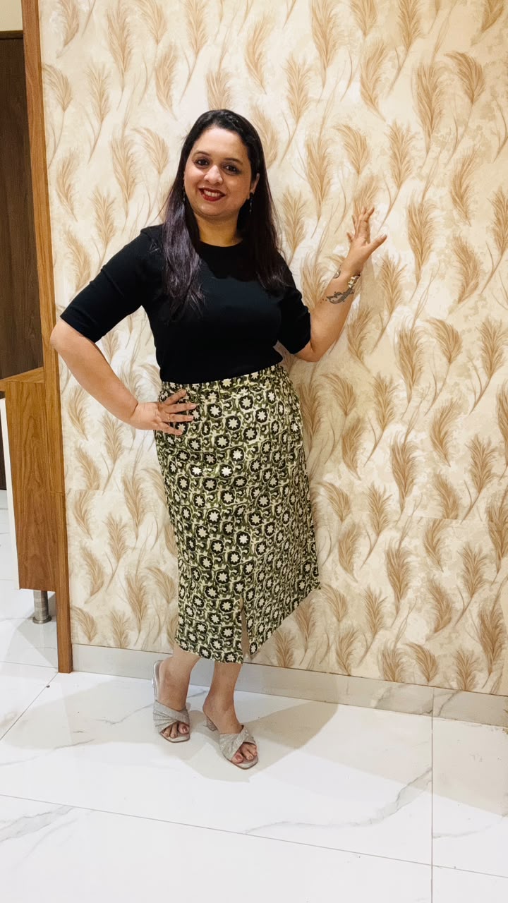 Green bagru skirt