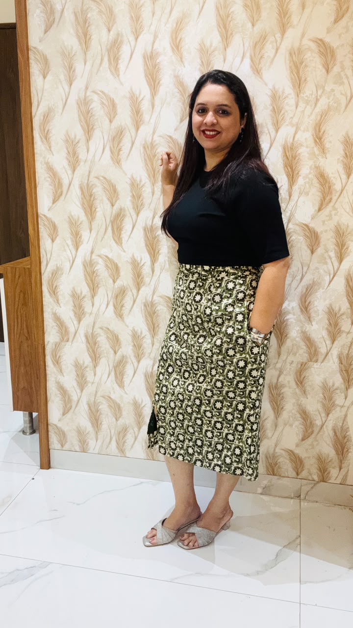 Green bagru skirt