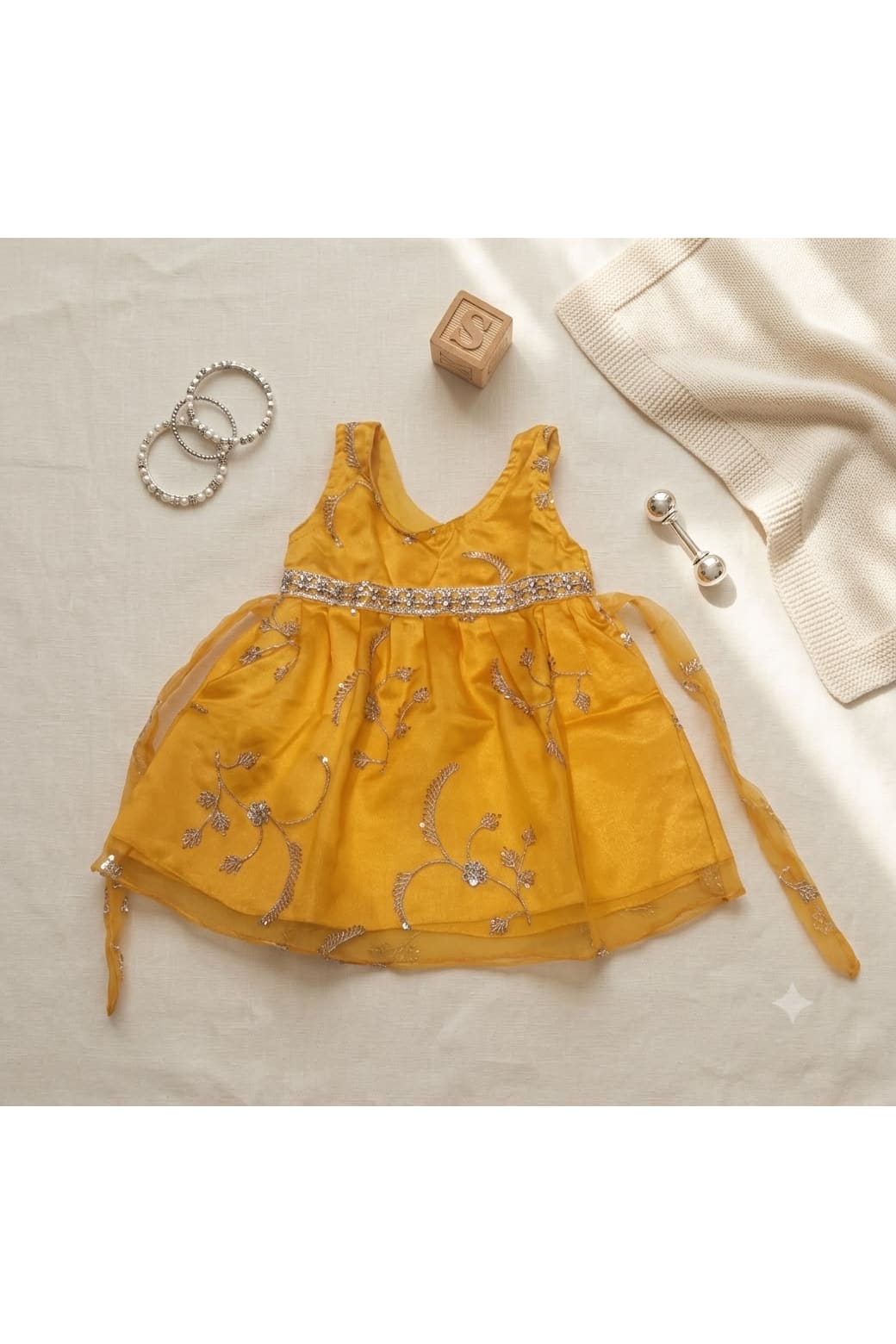 Mustard Yellow Organza Frock