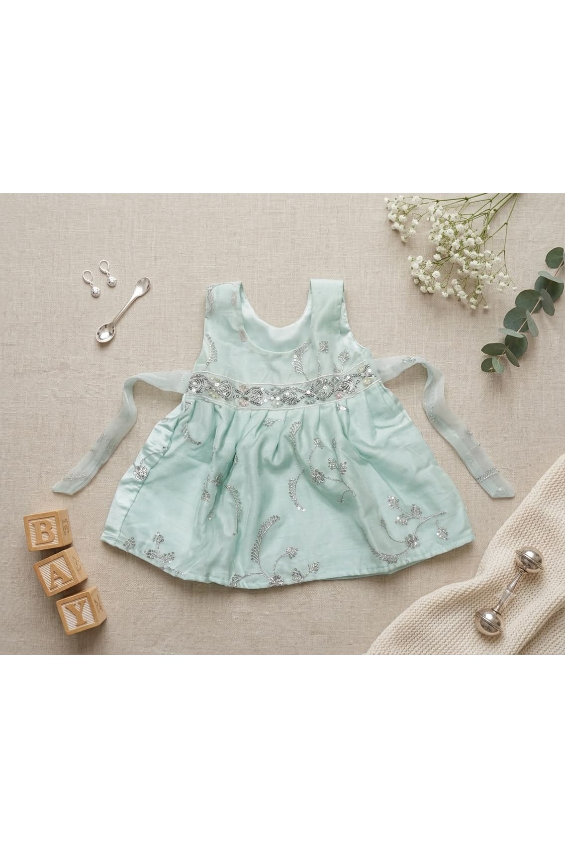 Pastel Green Organza Frock 1