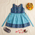 Blue Raw-Silk Ethnic Frock