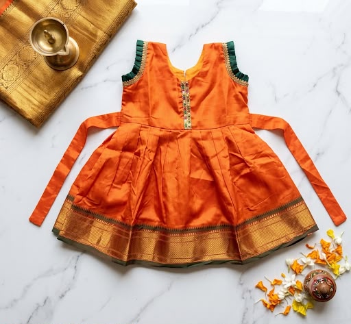 Orange Silk Ethnic Frock
