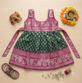 Green & Magenta Silk Ethnic Frock