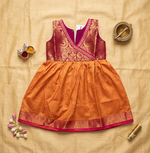 Orange Pink Ethnic Frock