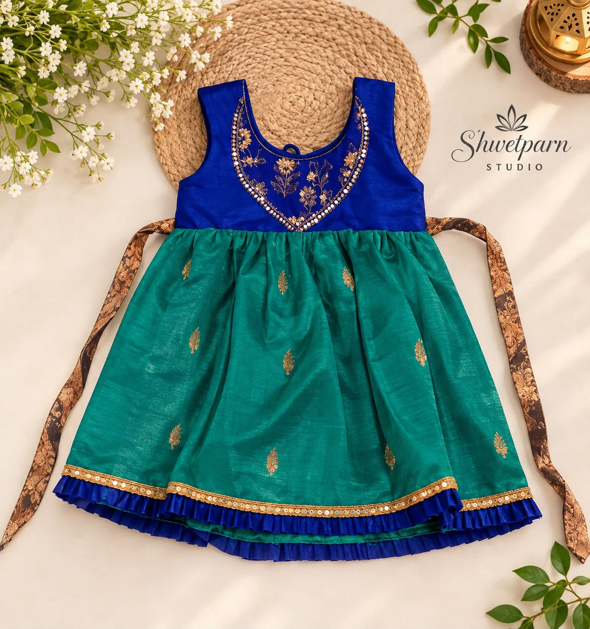Peacock Blue Silk Frock