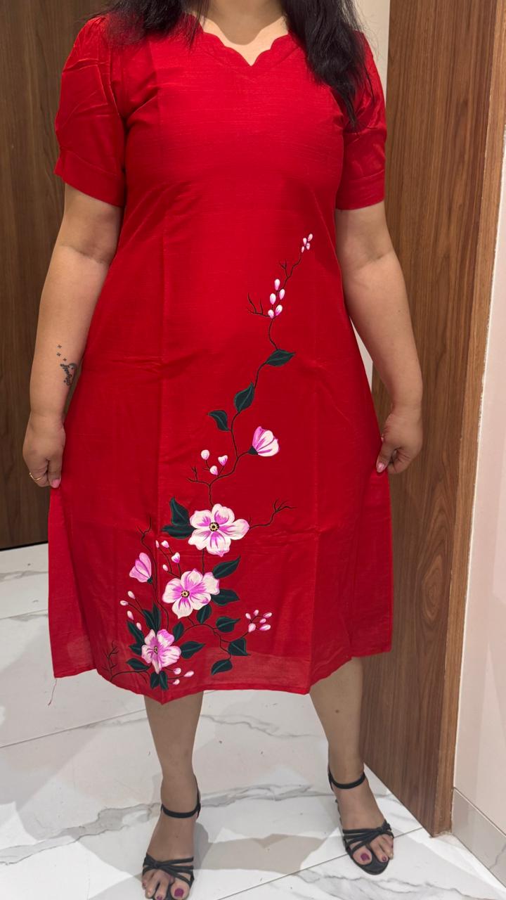 Red Hand Painted Dress