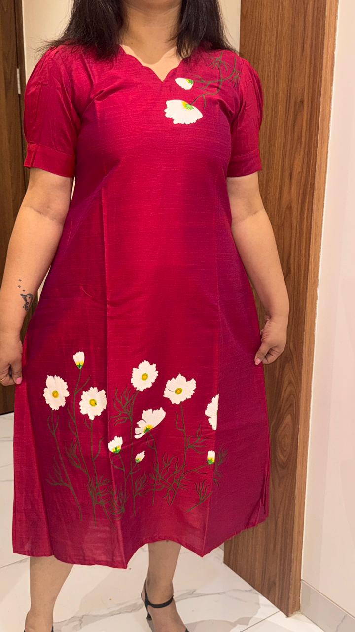 Red Pink Hand Painted Dress