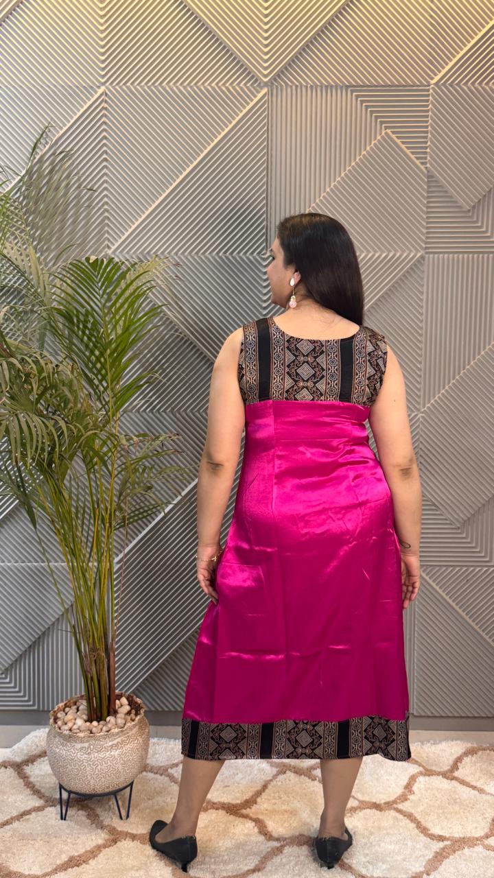 Hot Pink Mashru Dress