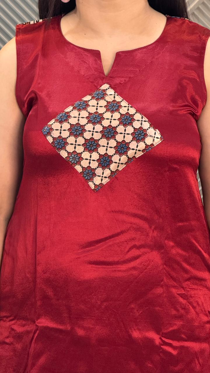 Maroon Mashru Dress