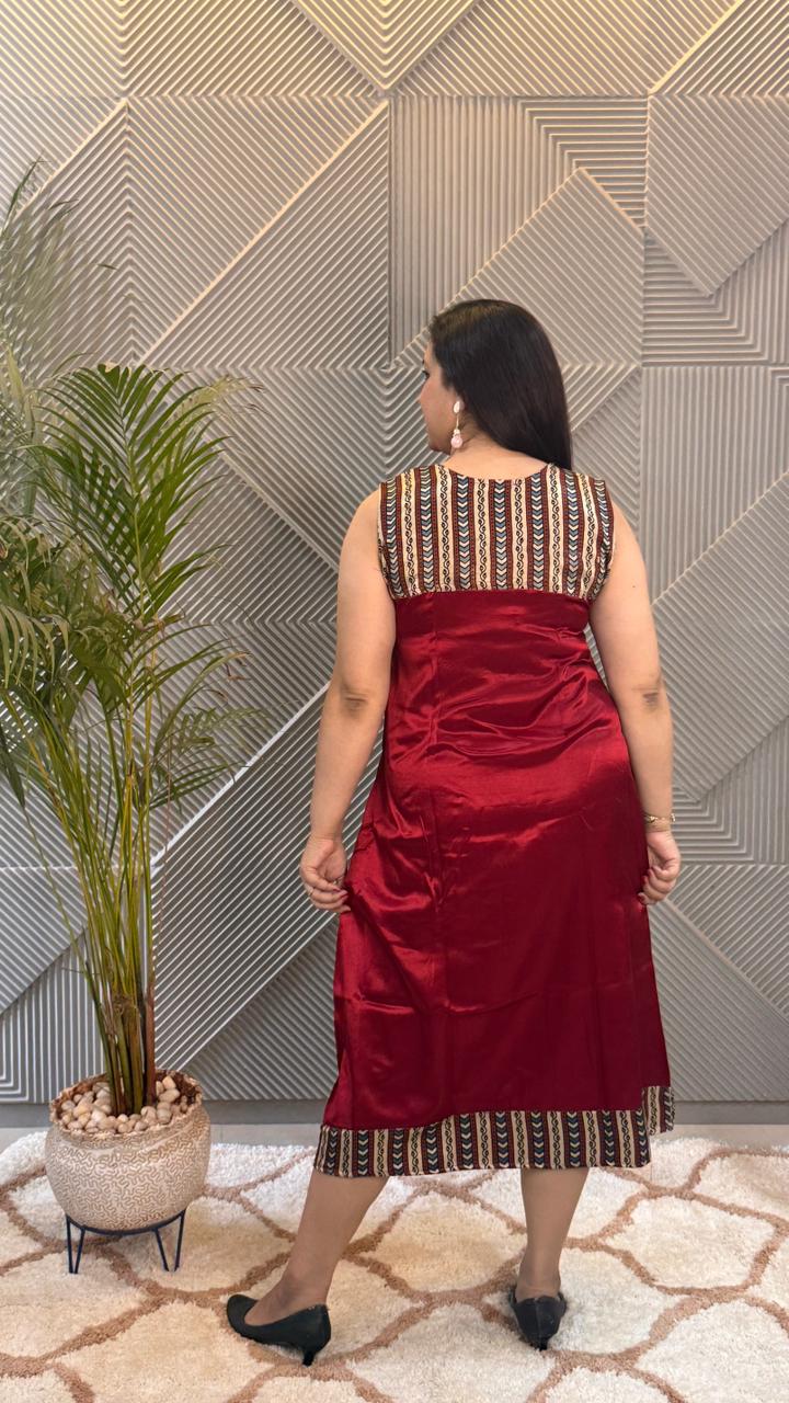 Maroon Mashru Dress