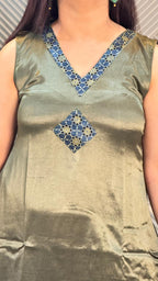 Olive Green Mashru Dress