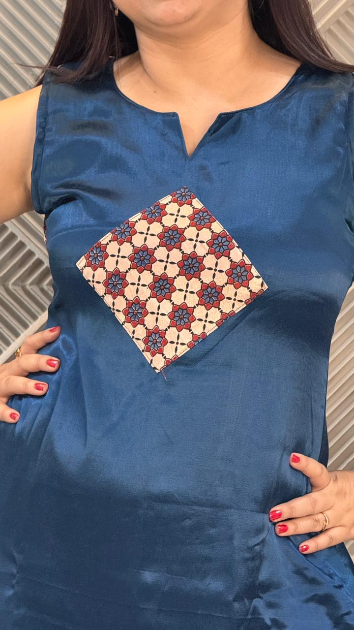 Blue Mashru Dress