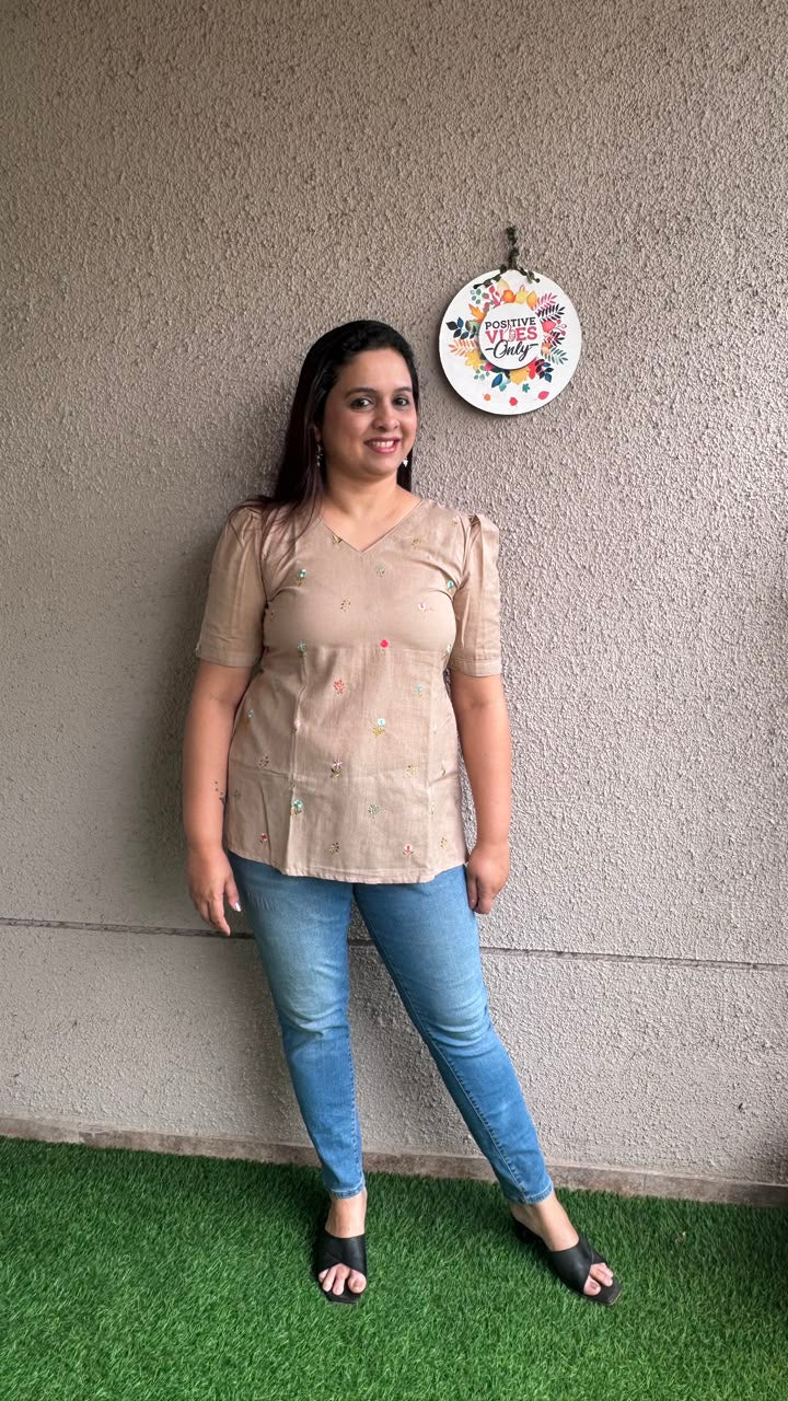 Embroidered Slub Cotton - White