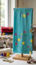 Green Hand-Painted Cotton Silk Kurti Material