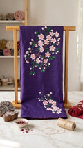 Purple Hand-Painted Cotton Silk Kurti Material