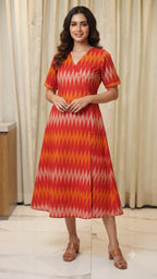 Orange Ikkat Dress